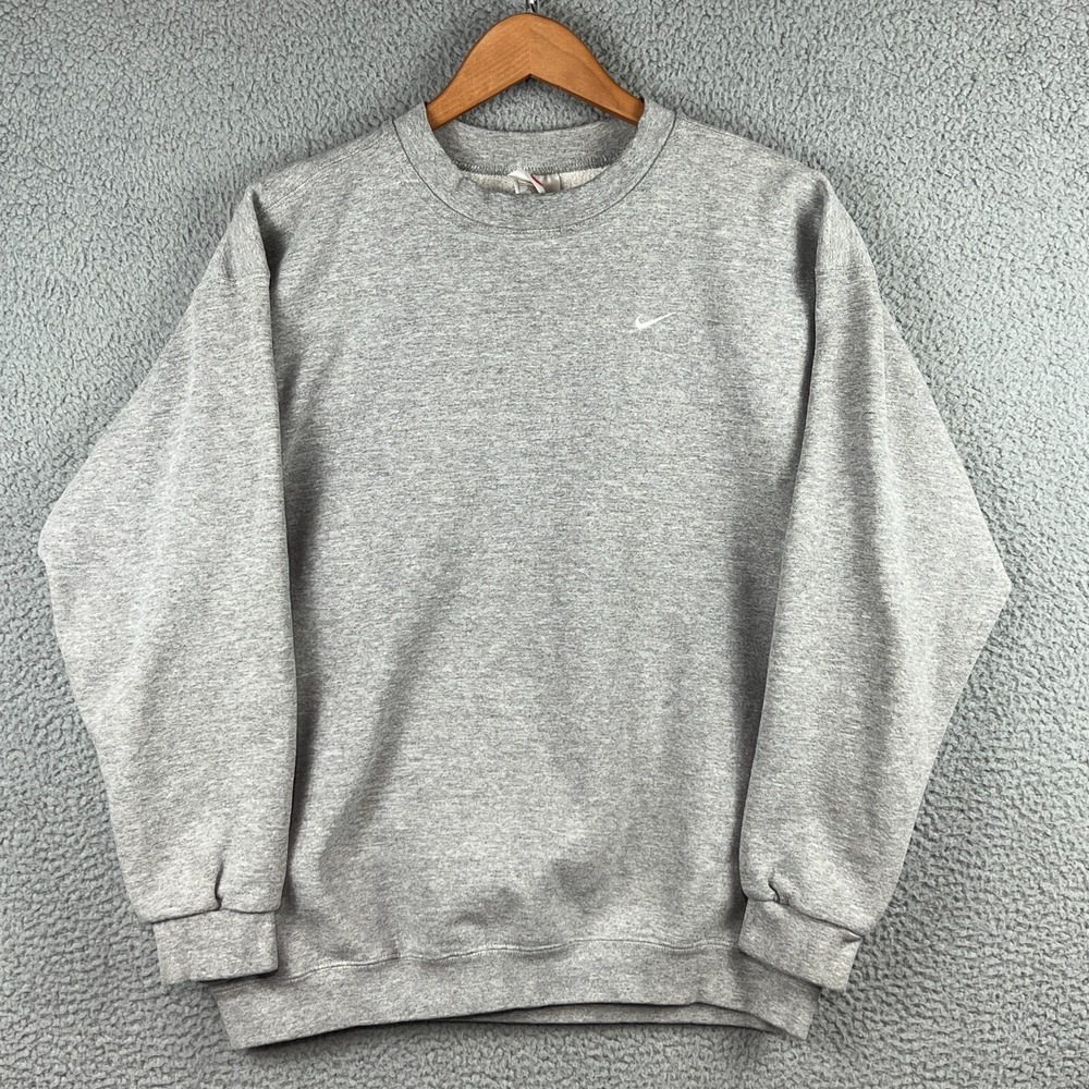 Vintage Nike Y2K Crewneck Sweatshirt Swoosh Logo Gray Men's Large Made In USA